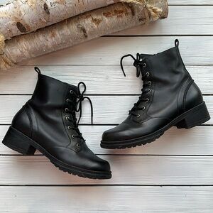 Cole Haan Camea Combat Boot Black Leather size 7.5